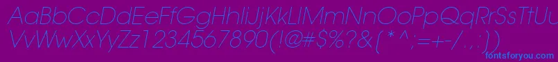 TrendexLightSsiExtraLightItalic Font – Blue Fonts on Purple Background