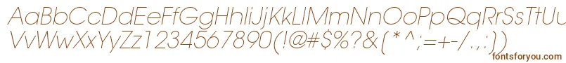 TrendexLightSsiExtraLightItalic-Schriftart – Braune Schriften auf weißem Hintergrund