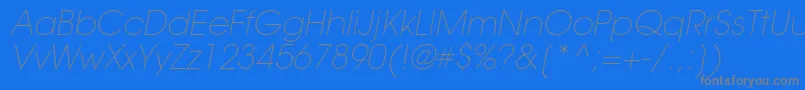 TrendexLightSsiExtraLightItalic Font – Gray Fonts on Blue Background