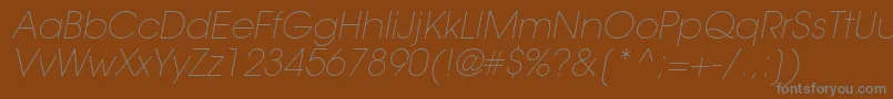 フォントTrendexLightSsiExtraLightItalic – 茶色の背景に灰色の文字