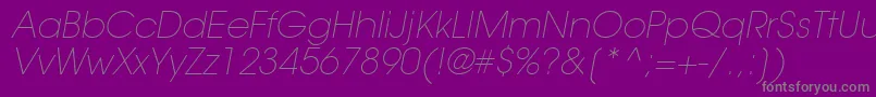 Więcej informacji o czcionce TrendexLightSsiExtraLightItalic Czcionka TrendexLightSsiExtraLightItalic – szare czcionki na fioletowym tle