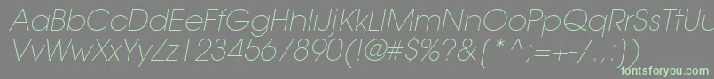 Fonte TrendexLightSsiExtraLightItalic – fontes verdes em um fundo cinza