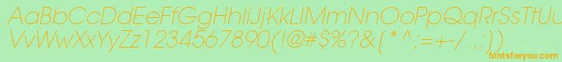 TrendexLightSsiExtraLightItalic-Schriftart – Orangefarbene Schriften auf grünem Hintergrund