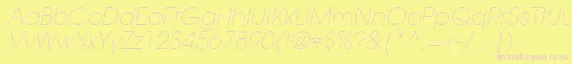 TrendexLightSsiExtraLightItalic-fontti – vaaleanpunaiset fontit keltaisella taustalla