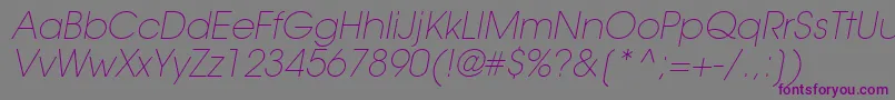 Czcionka TrendexLightSsiExtraLightItalic – fioletowe czcionki na szarym tle