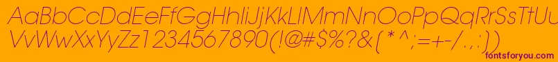 TrendexLightSsiExtraLightItalic-Schriftart – Violette Schriften auf orangefarbenem Hintergrund