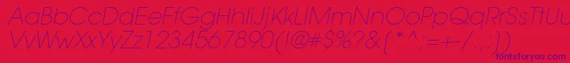 TrendexLightSsiExtraLightItalic-Schriftart – Violette Schriften auf rotem Hintergrund