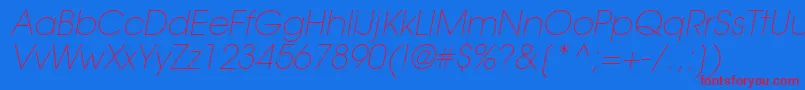 TrendexLightSsiExtraLightItalic Font – Red Fonts on Blue Background