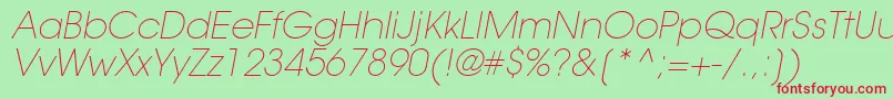 TrendexLightSsiExtraLightItalic Font – Red Fonts on Green Background