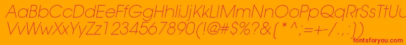 TrendexLightSsiExtraLightItalic-Schriftart – Rote Schriften auf orangefarbenem Hintergrund