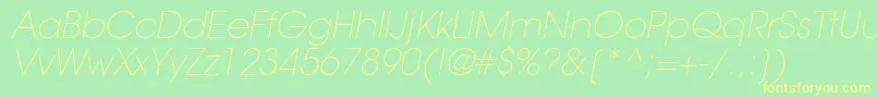 Police TrendexLightSsiExtraLightItalic – polices jaunes sur fond vert