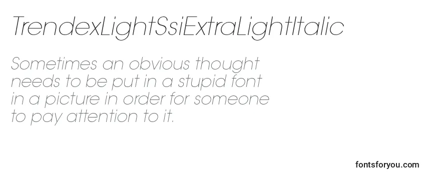 Review of the TrendexLightSsiExtraLightItalic Font