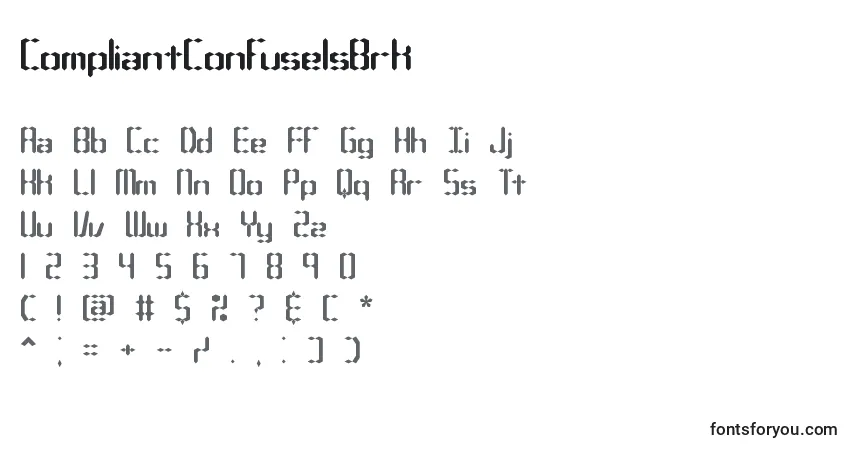 Czcionka CompliantConfuse1sBrk – alfabet, cyfry, specjalne znaki