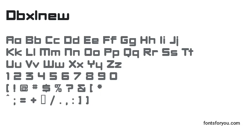 Czcionka Dbxlnew – alfabet, cyfry, specjalne znaki