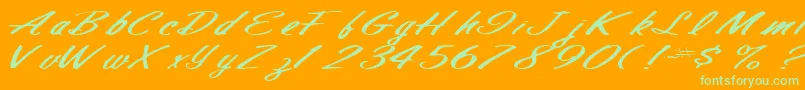 Finalmandate77RegularTtext-Schriftart – Grüne Schriften auf orangefarbenem Hintergrund