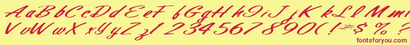 Finalmandate77RegularTtext-Schriftart – Rote Schriften auf gelbem Hintergrund