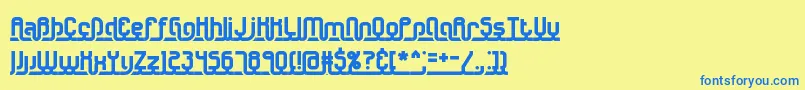 フォントUnderscr – 青い文字が黄色の背景にあります。