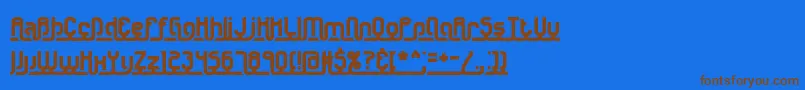 フォントUnderscr – 茶色の文字が青い背景にあります。