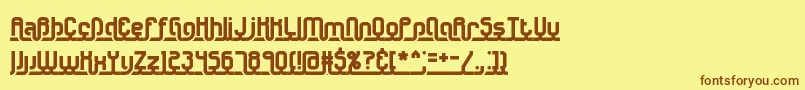 フォントUnderscr – 茶色の文字が黄色の背景にあります。