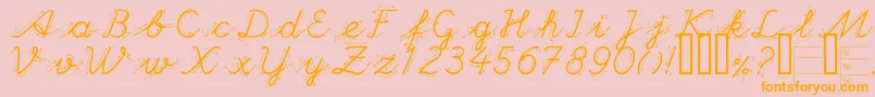 Handg-Schriftart – Orangefarbene Schriften auf rosa Hintergrund