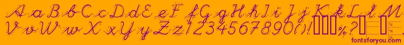Handg Font – Purple Fonts on Orange Background