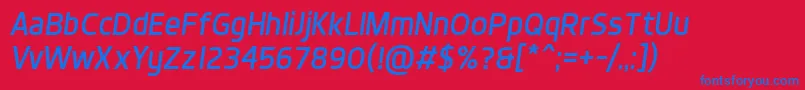 DynoItalic-fontti – siniset fontit punaisella taustalla