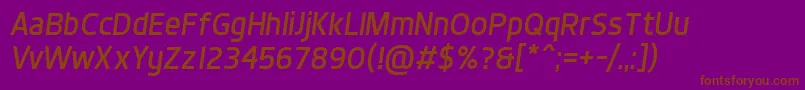 DynoItalic-fontti – ruskeat fontit violetilla taustalla