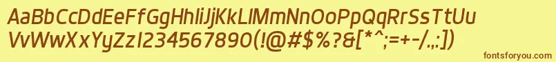 Шрифт DynoItalic – коричневые шрифты на жёлтом фоне