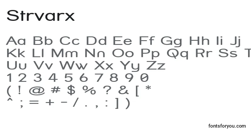 A fonte Strvarx – alfabeto, números, caracteres especiais