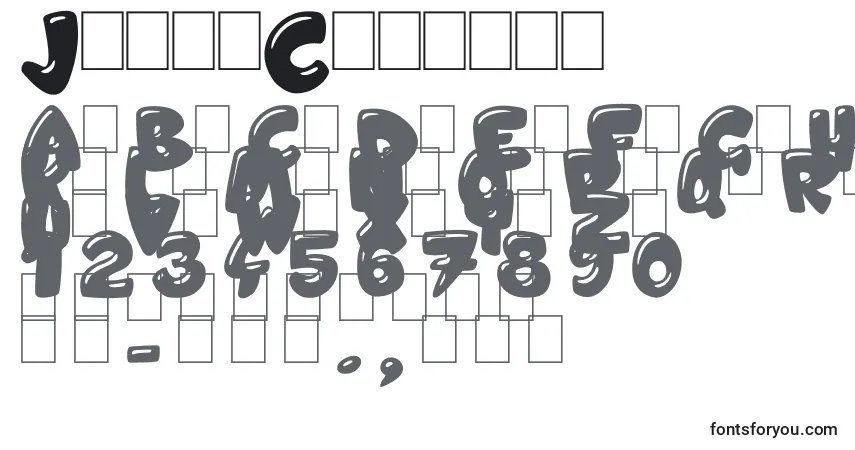 A fonte JellyCrazies – alfabeto, números, caracteres especiais