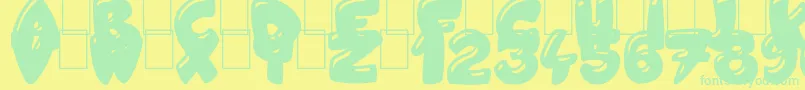 Fonte JellyCrazies – fontes verdes em um fundo amarelo
