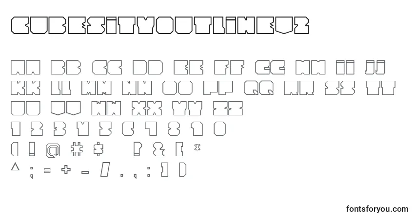 Schriftart CubesityOutlineV2 – Alphabet, Zahlen, spezielle Symbole