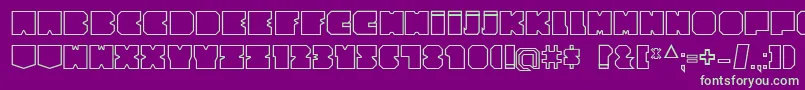 CubesityOutlineV2 Font – Green Fonts on Purple Background