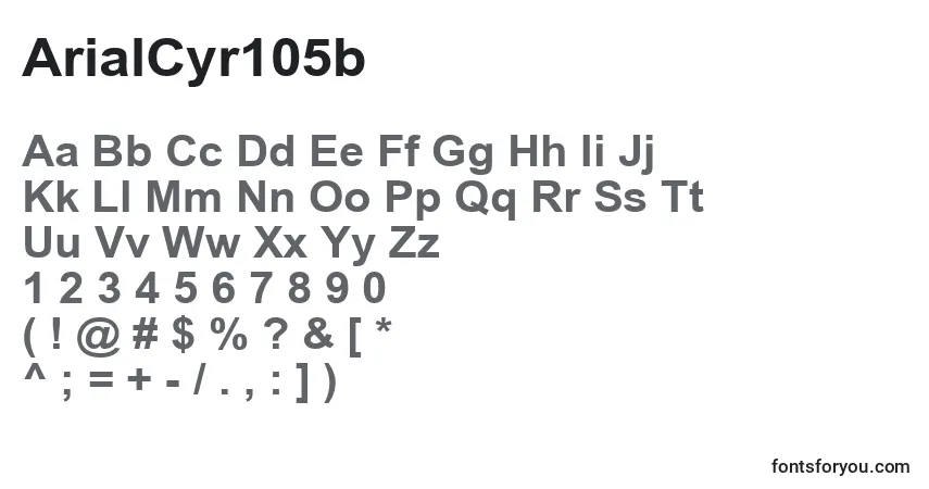 A fonte ArialCyr105b – alfabeto, números, caracteres especiais