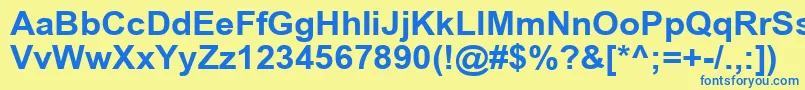 フォントArialCyr105b – 青い文字が黄色の背景にあります。