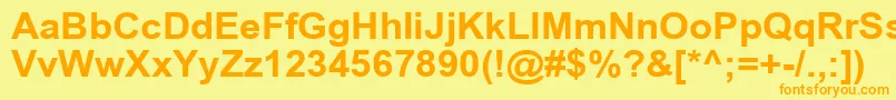 フォントArialCyr105b – オレンジの文字が黄色の背景にあります。