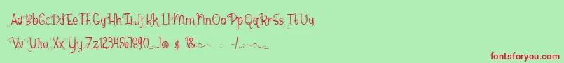 HazelGrace Font – Red Fonts on Green Background