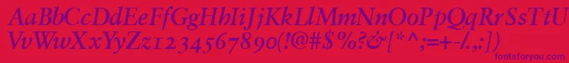 Police Garamondretrospectiveosssk – polices violettes sur fond rouge