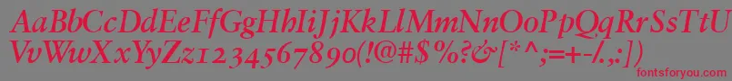 Garamondretrospectiveosssk-Schriftart – Rote Schriften auf grauem Hintergrund