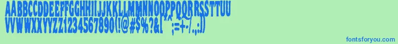Vtc Nightofthestretcheddead-Schriftart – Blaue Schriften auf grünem Hintergrund