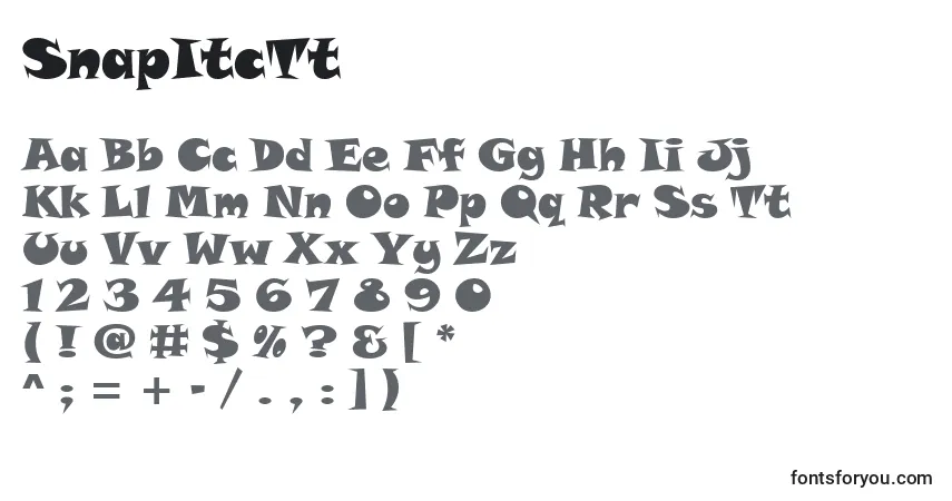 Czcionka SnapItcTt – alfabet, cyfry, specjalne znaki