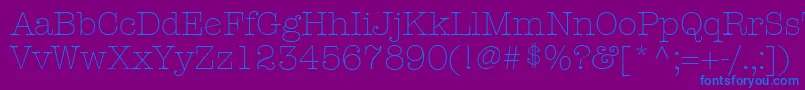 KeyboardLightAlternateSsiLightAlternate-fontti – siniset fontit violetilla taustalla