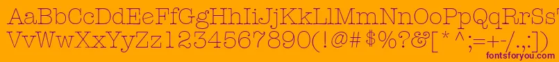Fonte KeyboardLightAlternateSsiLightAlternate – fontes roxas em um fundo laranja