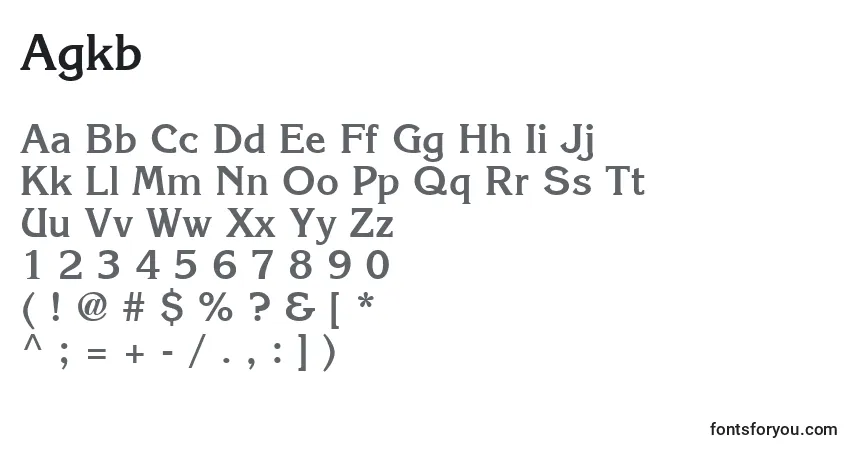 Schriftart Agkb – Alphabet, Zahlen, spezielle Symbole
