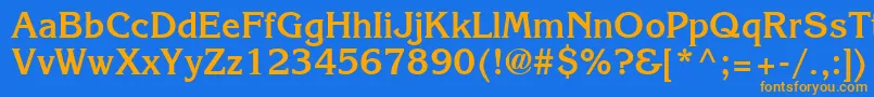 フォントAgkb – オレンジ色の文字が青い背景にあります。