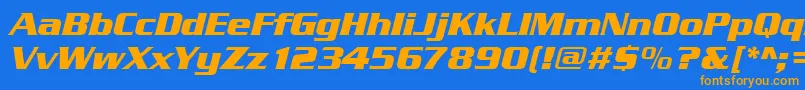 Police SerpentinedeebolItalic – polices orange sur fond bleu
