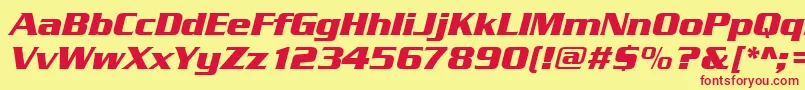 Fonte SerpentinedeebolItalic – fontes vermelhas em um fundo amarelo