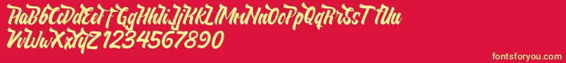 NeldaFree Font – Yellow Fonts on Red Background