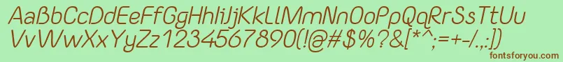 YaahowuItalic Font – Brown Fonts on Green Background