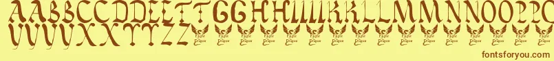 VaticanRoughLetters8thC. Font – Brown Fonts on Yellow Background